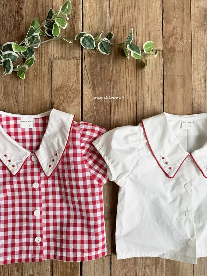 Red Flower Collar Blouse