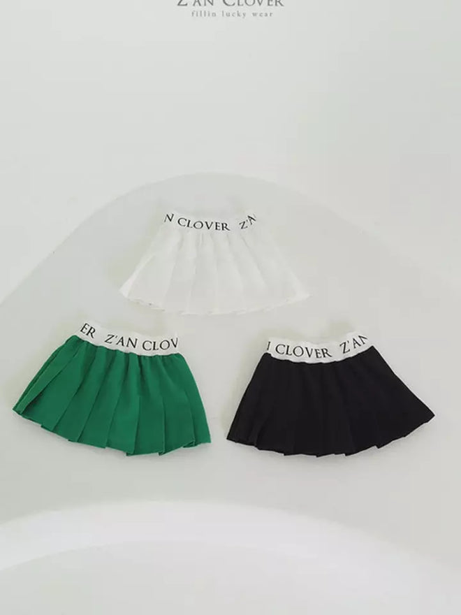 Black Banded Pleated Skirt