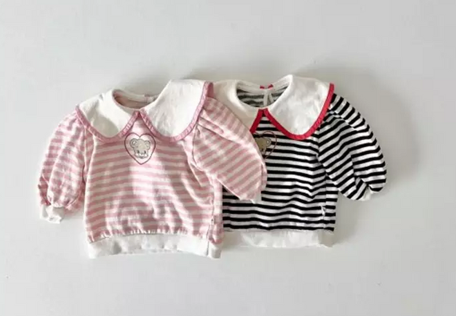 Black Striped Bear Tee - Black