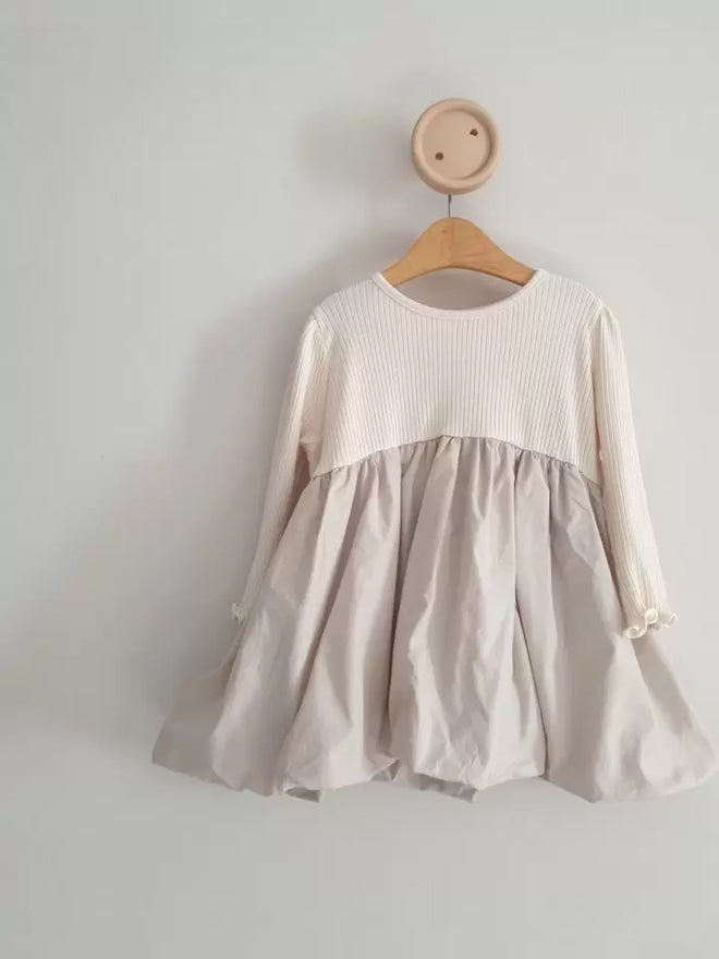 Cream Bubble Dress - Beige