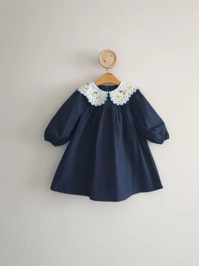 Pretty Collar Dress - Navy
