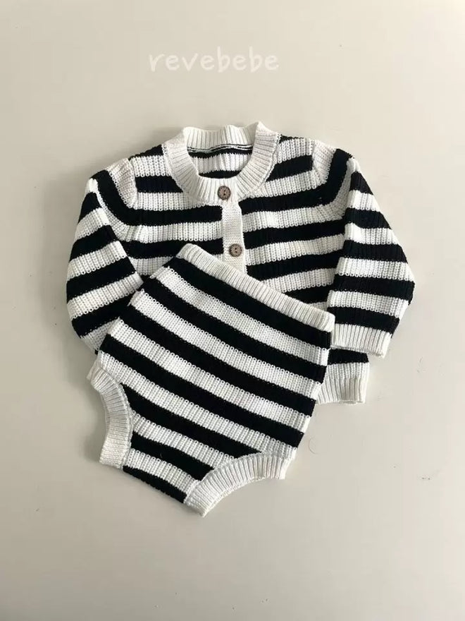 Striped Cardigan 2PC Set