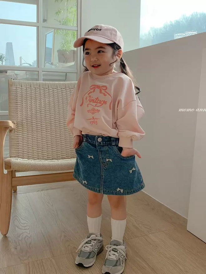 Vintage Ribbon Sweatshrit - Pink