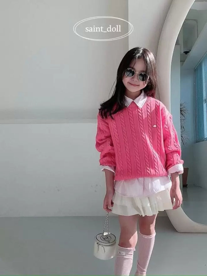 Cable Knit Top - Pink
