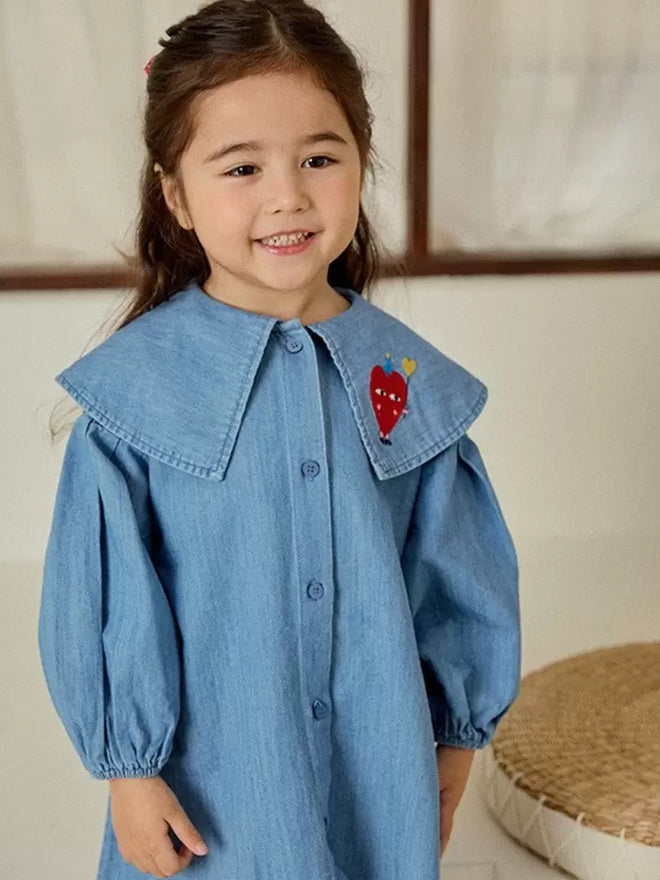 Heart Denim Button Dress