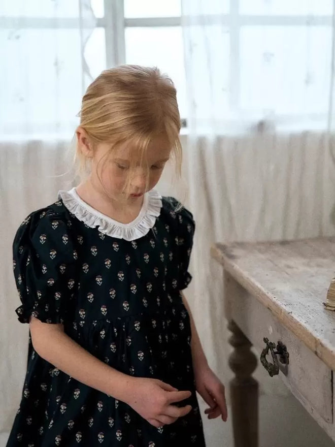 Flower Print Dress - Black