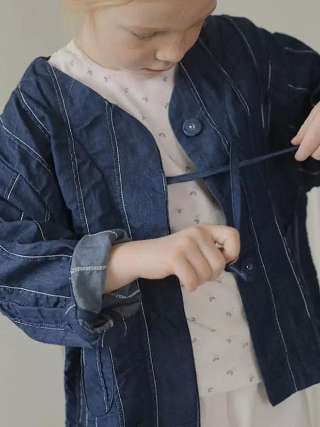 Denim Stripe Jacket - Navy
