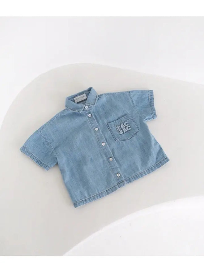 Zac Boxy Denim Shirt - Light denim
