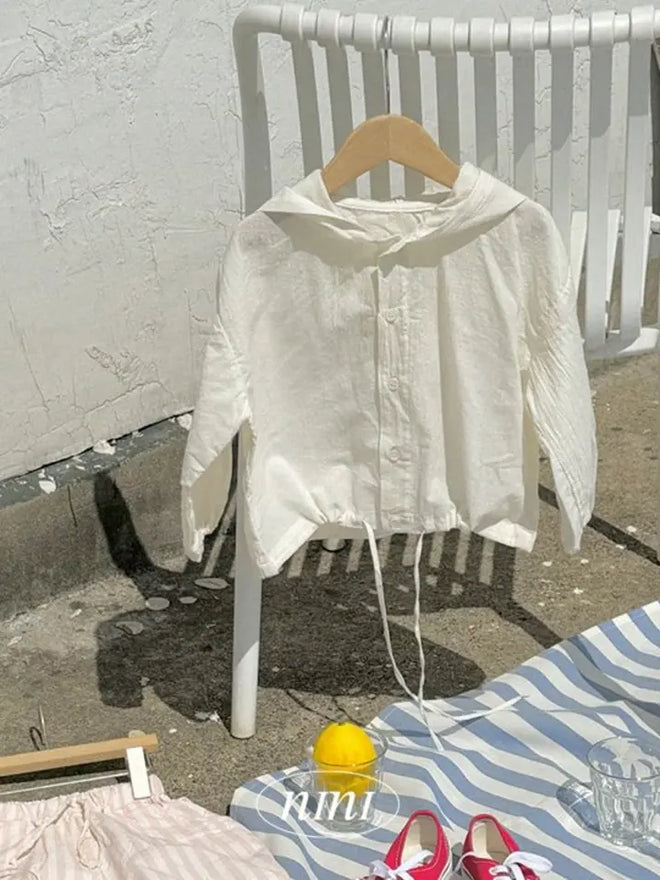 String Hoody Shirt - Ivory