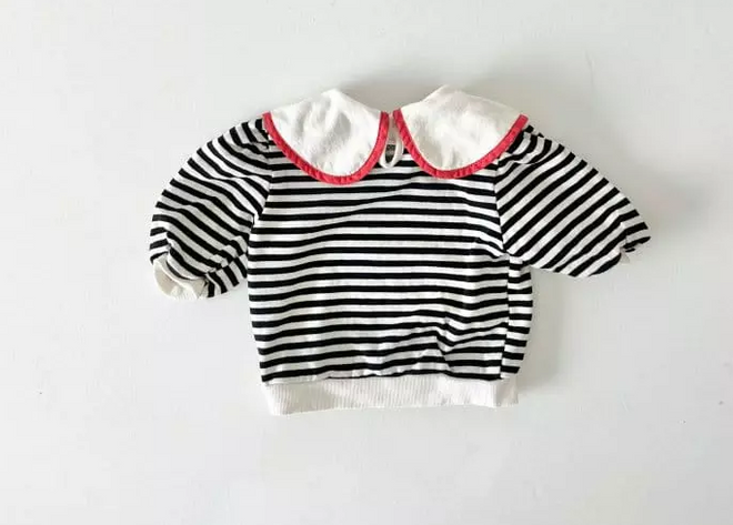 Black Striped Bear Tee - Black