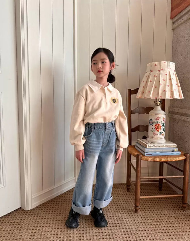 Emblem Collar Tee - Cream