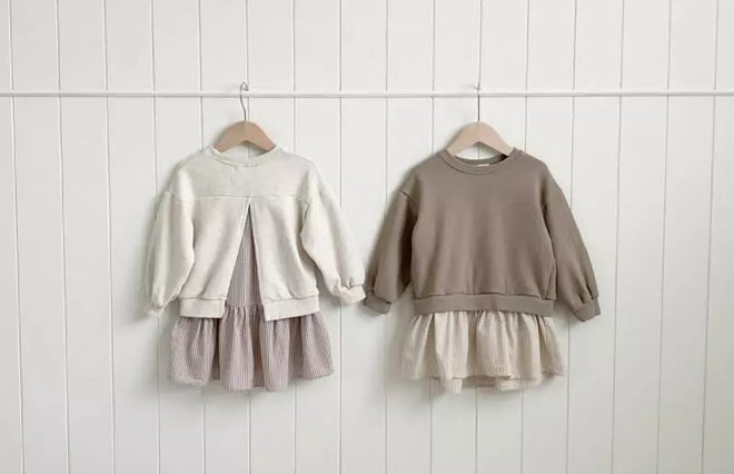 Sweatshirt Top Dress - Khaki