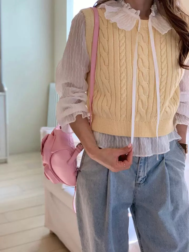 Cable Vest - Light-Yellow