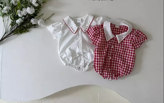 Red Flower Collar Bodysuit