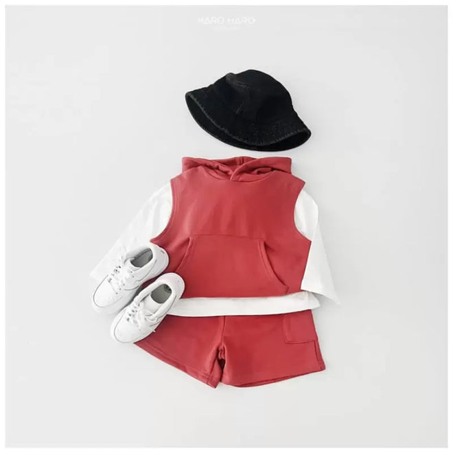 Kangaroo Hoody Vest - Burgundy