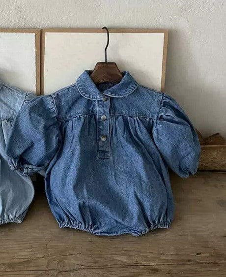 Denim Long-sleeved Bodysuit