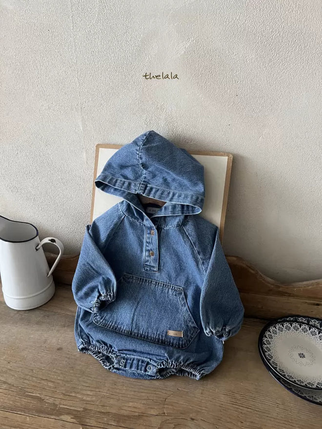 Hoody Denim Body Suit - Dark-denim