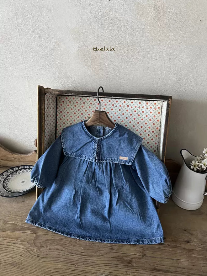 Collar Denim Dress - Dark Denim