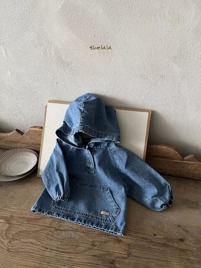 Hoody Denim Tee - Dark-denim