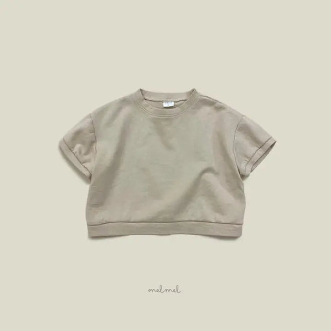 Short Sleeve Sweatshirt - Beige