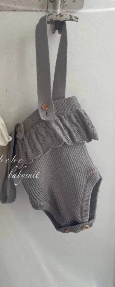 Knit Baby Romper - Mocha