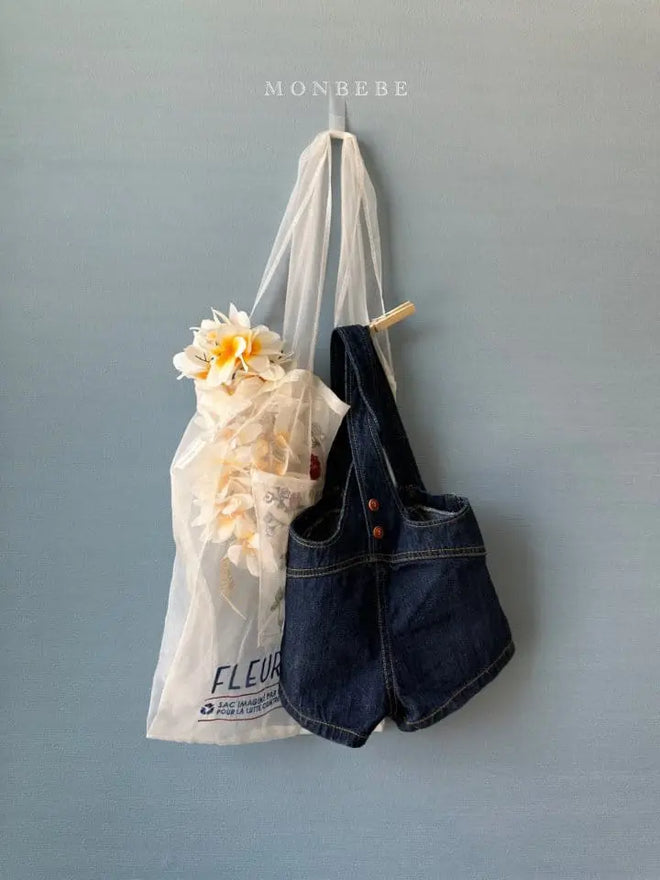 Denim Dungarees Short - Dark-denim