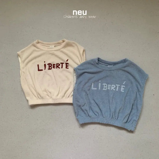 Terry Layered Sleeveless Tee - Sky