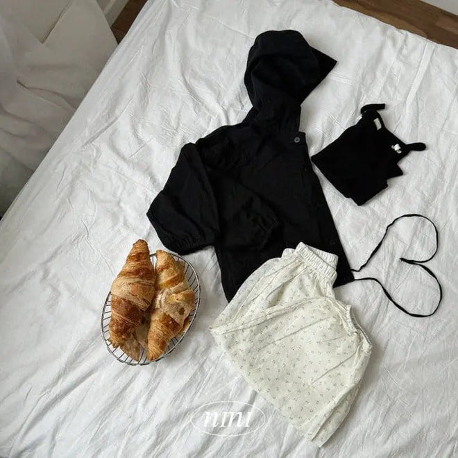 String Hoody Shirt - Black