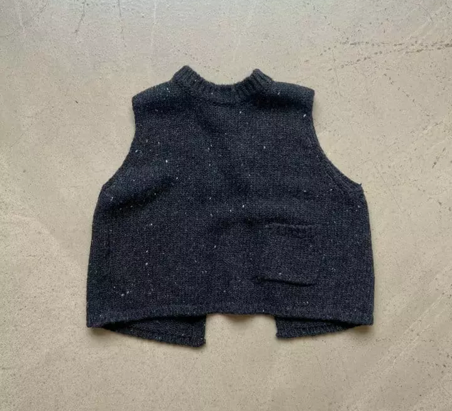 Open Back Knitted Vest - Charcoal
