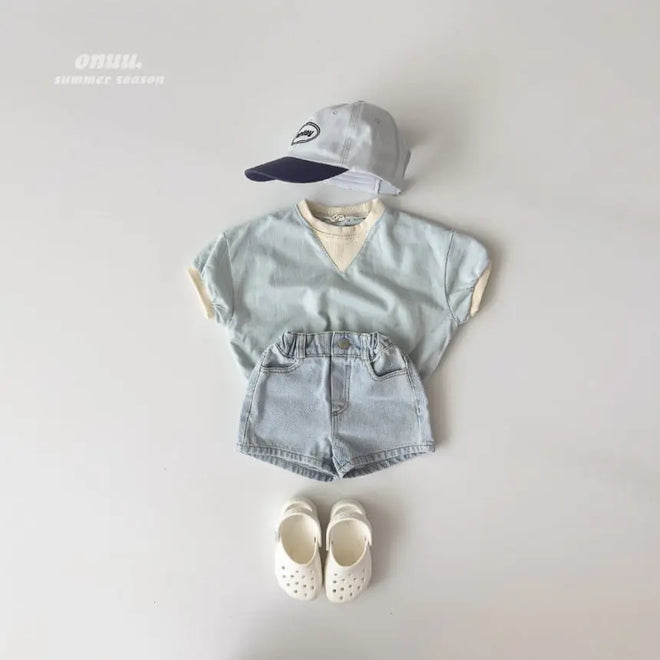 Triangle Short Sleeve Sweatshirt - Skyline