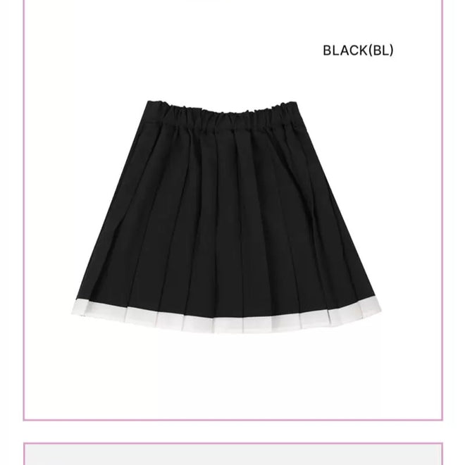 Color Pleats Skirt - Black