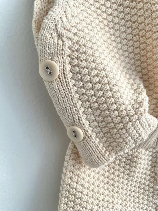 Button Knit Vest 2PC Set -beige