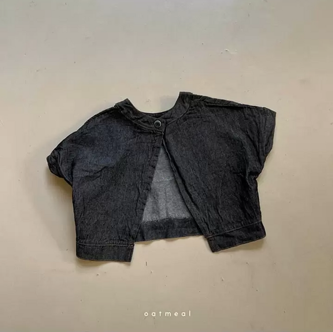 Denim Blouse - Black-denim