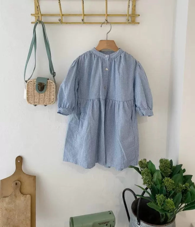 Gingham Dress - Sky