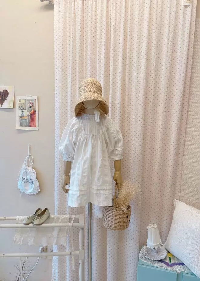 Lace Pintuck Dress - White Ivory