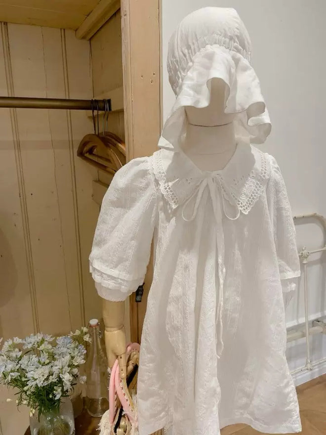 Tie Collar Dress - White