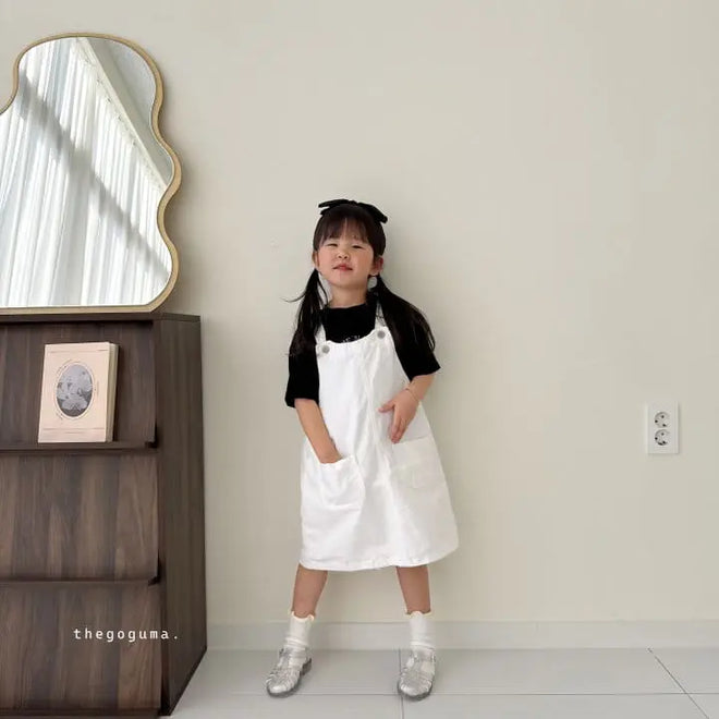 Yom White Denim Dungaree Jumper