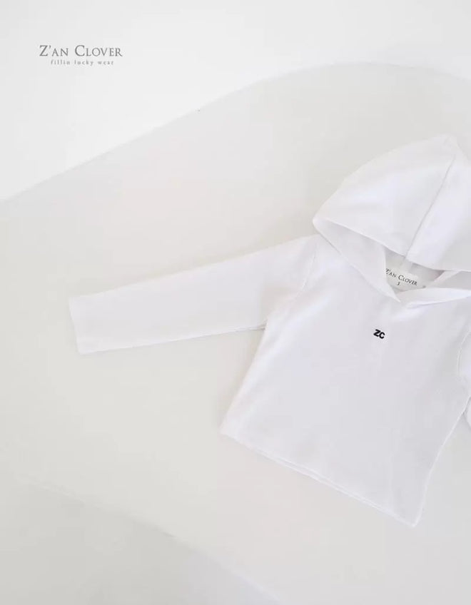 Rib Hoody Tee -white