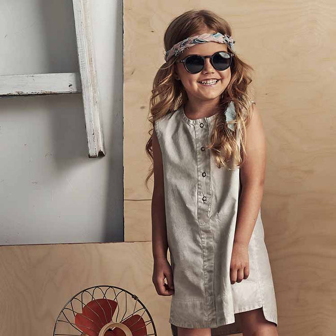 Booso Washed Out Light Grey/White Sleeveless Dress