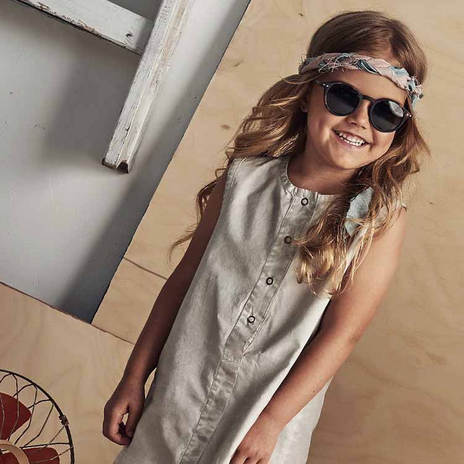 Booso Washed Out Light Grey/White Sleeveless Dress