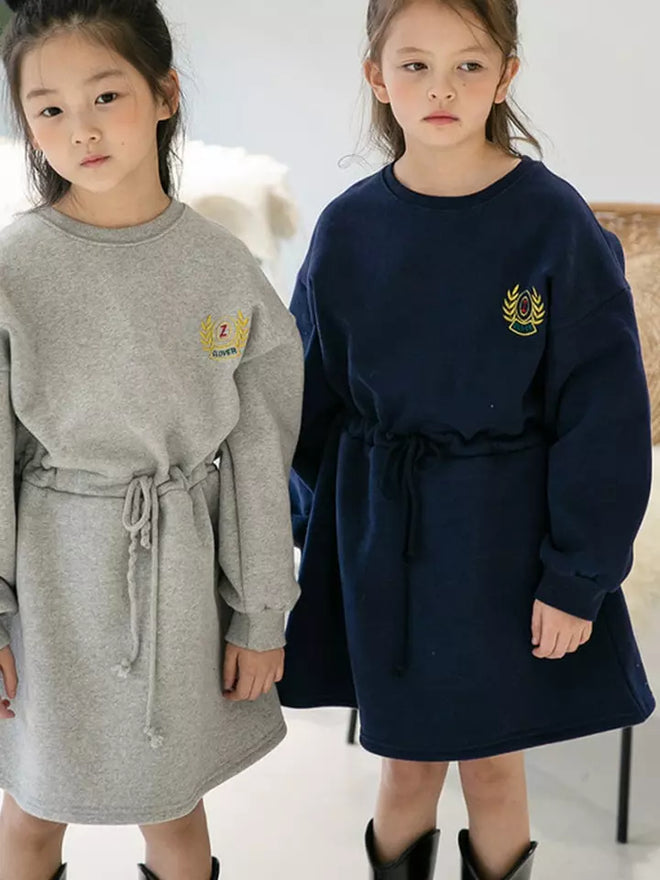 Navy Pull String Emblem Dress