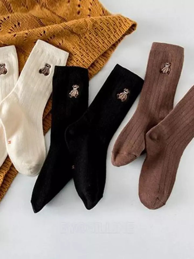 Bear Embroidered Sock Set