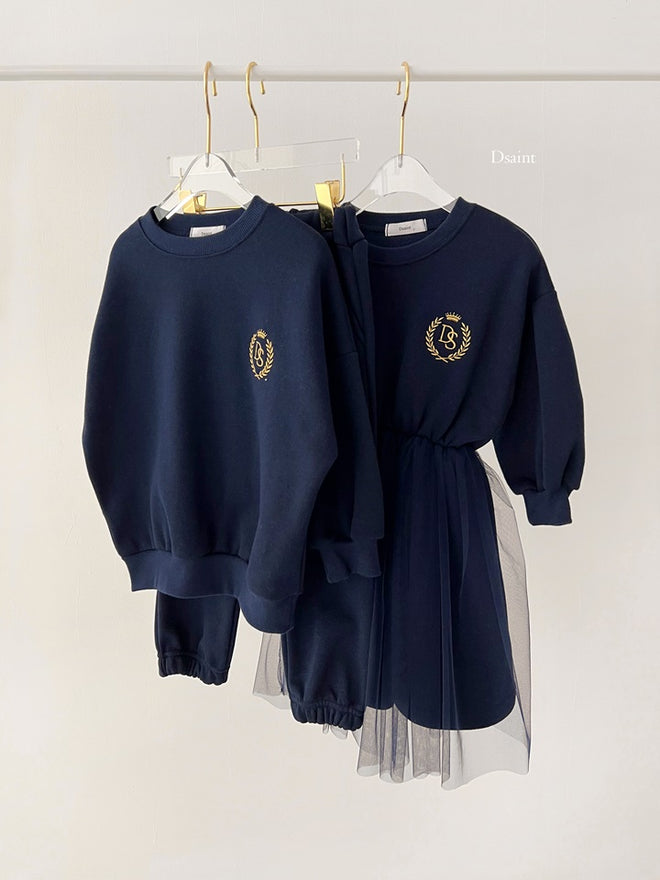 Navy Emblem Sweat Top