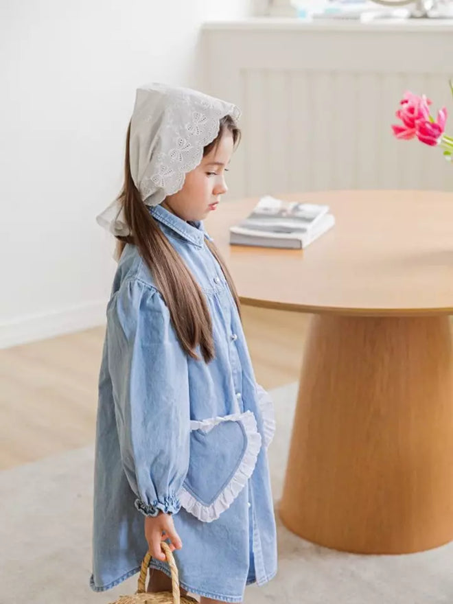 Heart Lace Denim Dress