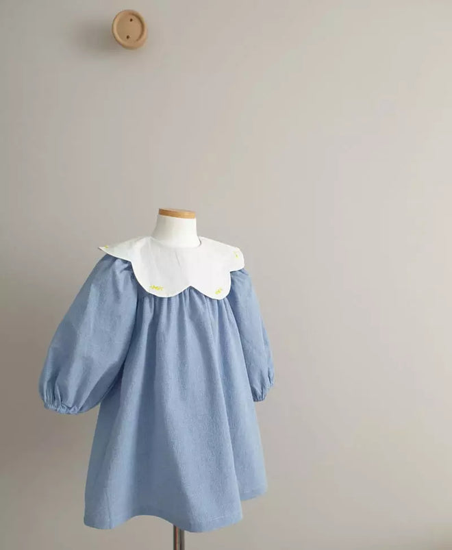 Blue Clown Collar Dress