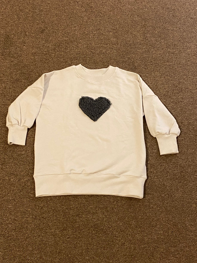 Maybe4Baby Girls heart sweat dress cream (Follow size chart below)
