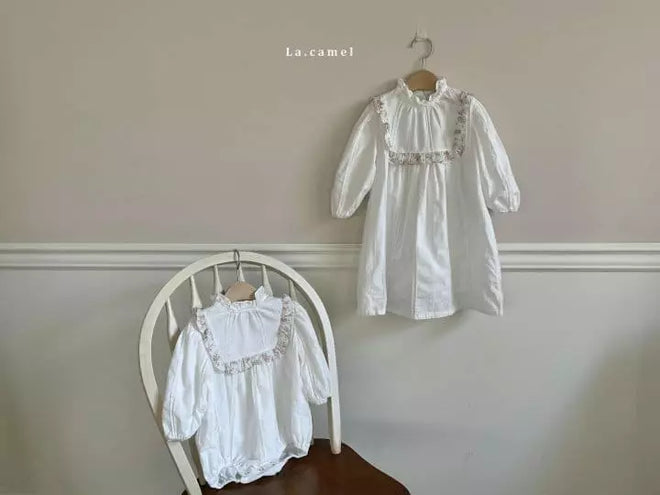 Ivory Floral Trimmed Dress