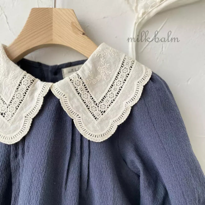 Navy Lace Collar Dress