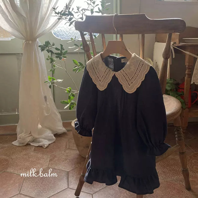 Navy Lace Collar Dress