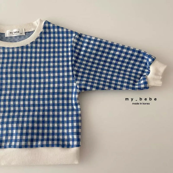 Blue Checked Sweatshirt